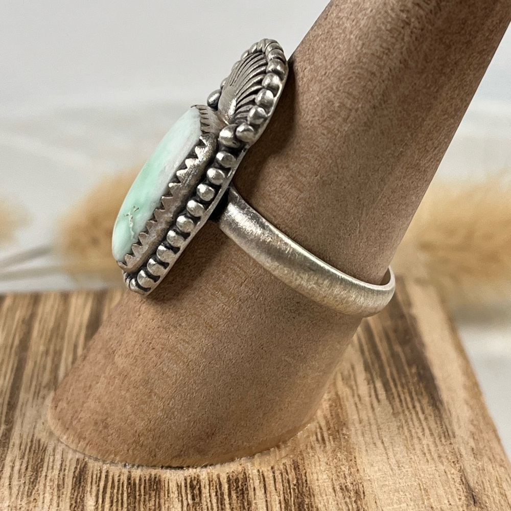 Solid 925 Brushed Matte Sterling Silver Paloma Turquoise Gemstone Ring Size 9 - Picture 3 of 9